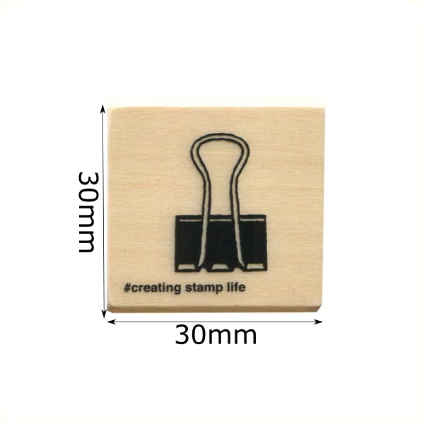 Double Clip, "I Love Stamp" Wooden Rubber Stamp