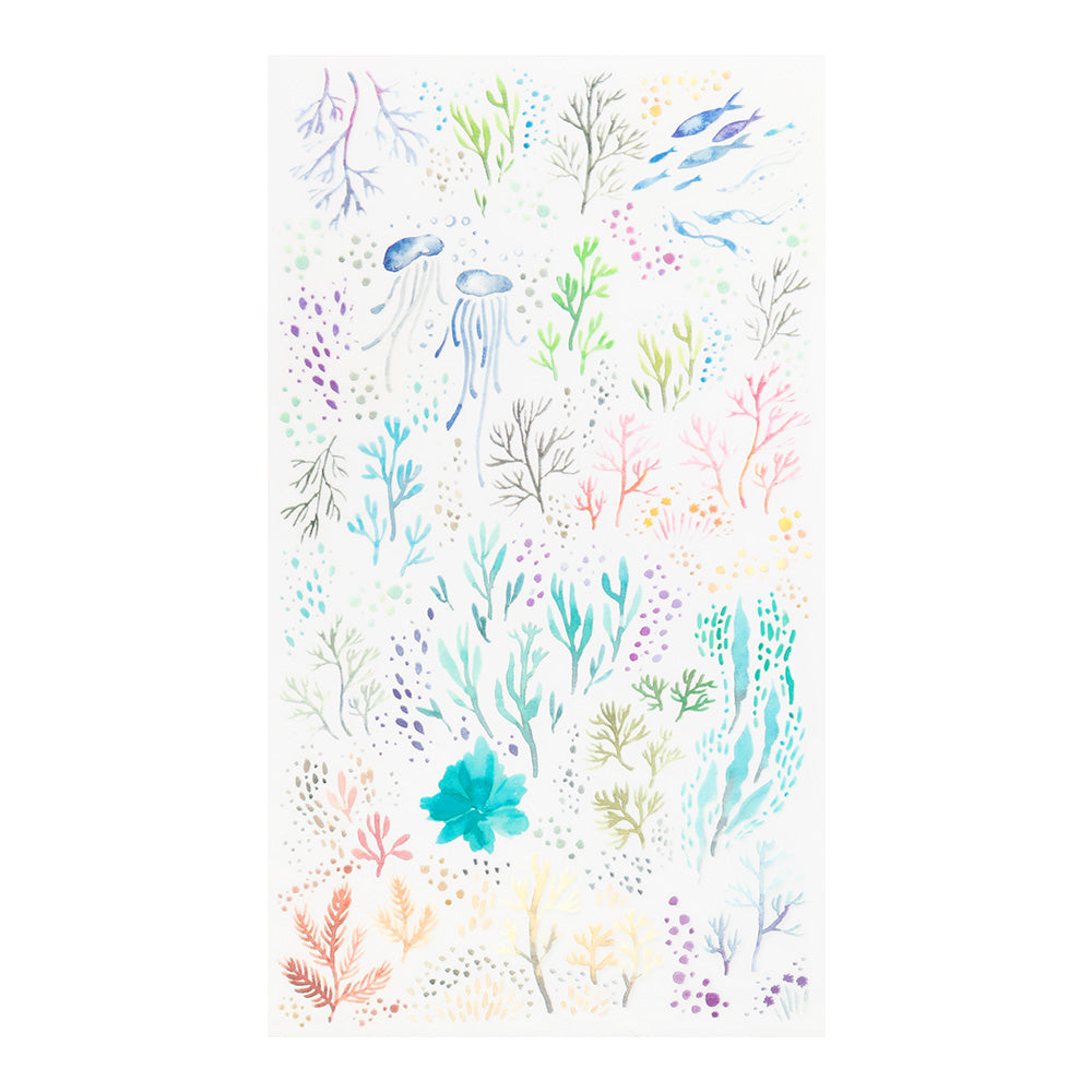 midori, Watercolor Sea, Transfer Sticker for Journaling