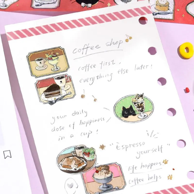 是日菜單|喫茶黑貓|燙金紙膠帶|20mm x 5m