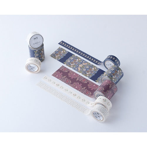 mt × Morris & Co., Strawberry Thief Indigo/Mineral, 50mm x 7m