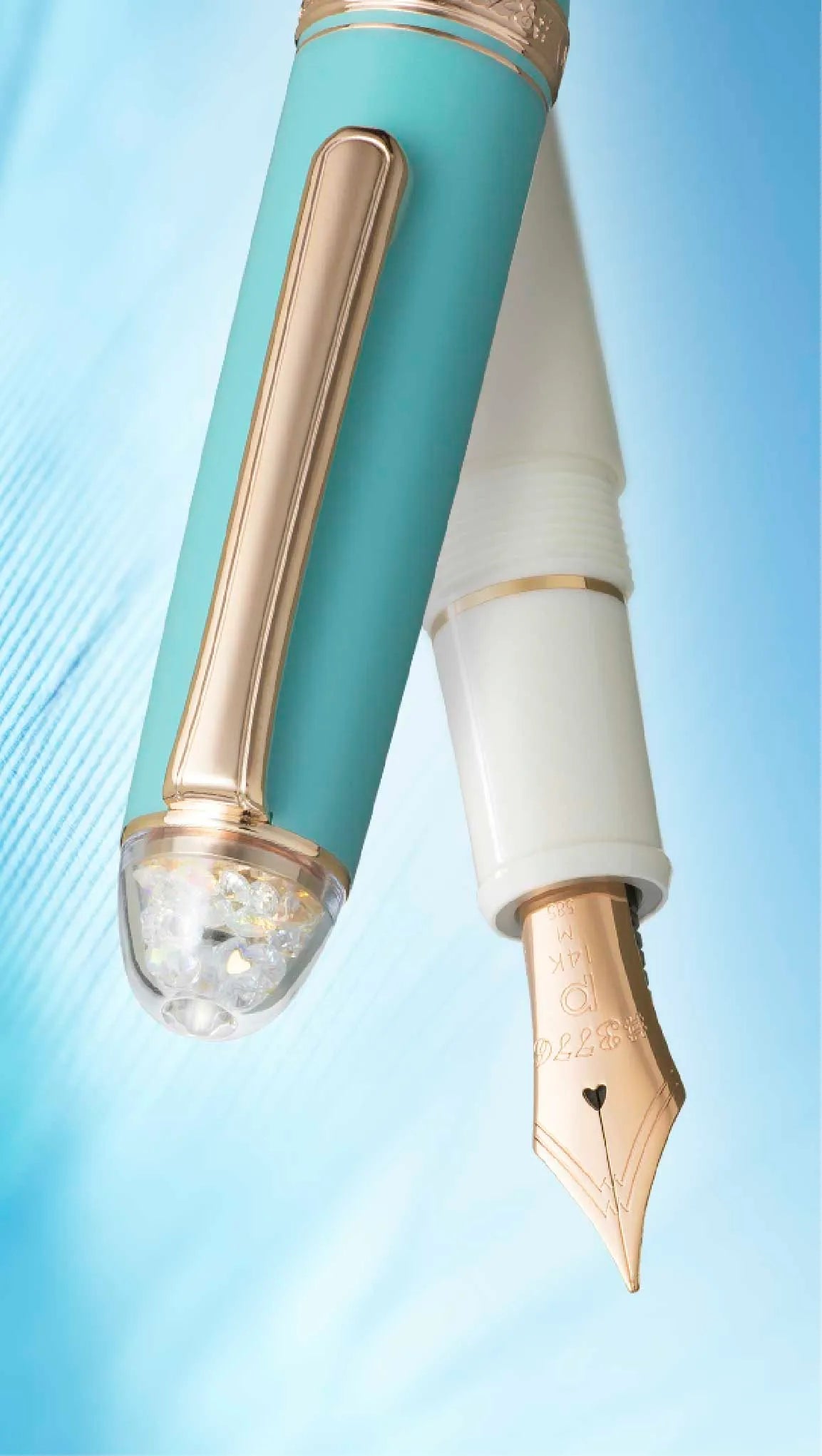 Bluebird, Shape of Heart, #3776 Century, Fountain Pen EF/F Nib