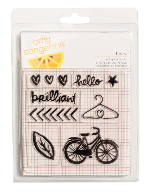 Stamps - Amy Tangerine, Finders Keepers, Acrylic - Small Set Icons And Phrases - KEY Handmade