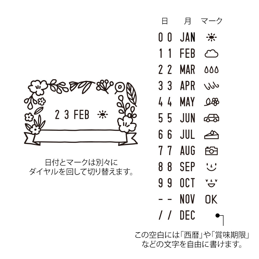midori, Flower, Paintable Rotating Date Stamp