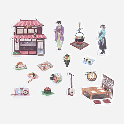 BGM, Little Shop - Japanese Restaurant, Linen Paper Stickers