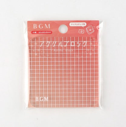 BGM, Acrylic Block with Grid, 80 X 80 X 8mm