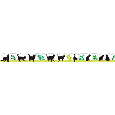 Masking Tape - PINE BOOK Nami-Nami Deco Masking Tape, Black Cat and Leaves, 8mm x 8m - KEY Handmade
- 4