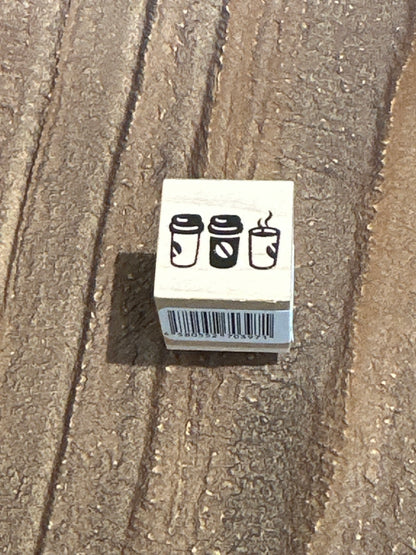 Three Takeout Coffee, Rubber Stamp
