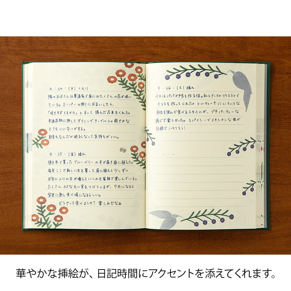 midori, Flower & Bird, Diary Soft, One Page Two Day