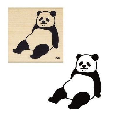 Resting Panda, "I Love Stamp" Wooden Rubber Stamp