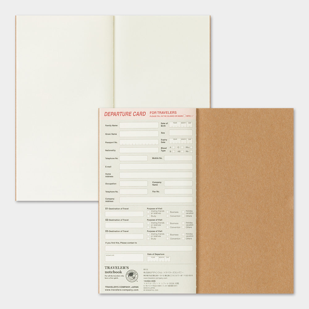 TRAVELER'S notebook, 2026 Monthly, Refill Regular Size