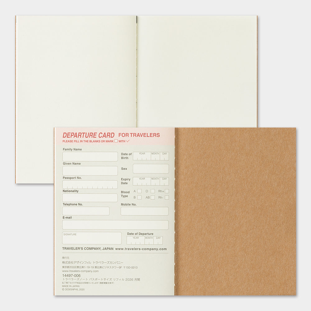 TRAVELER'S notebook, 2026 Monthly, Refill Passport Size