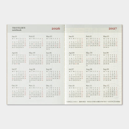 TRAVELER'S notebook, 2026 Weekly, Refill Passport Size