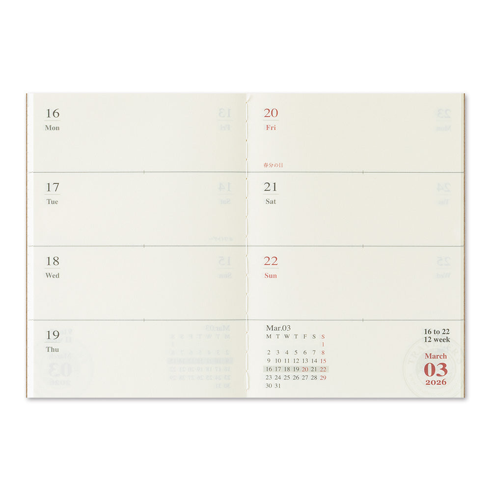 TRAVELER'S notebook, 2026 Weekly, Refill Passport Size