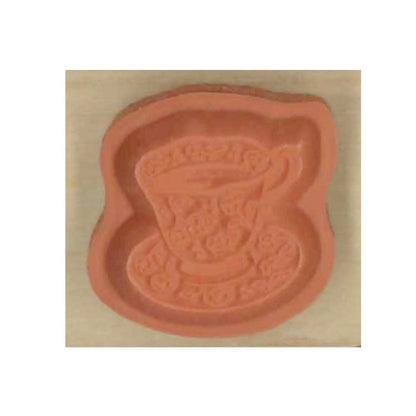 Tea Cup, "I Love Stamp" Wooden Rubber Stamp