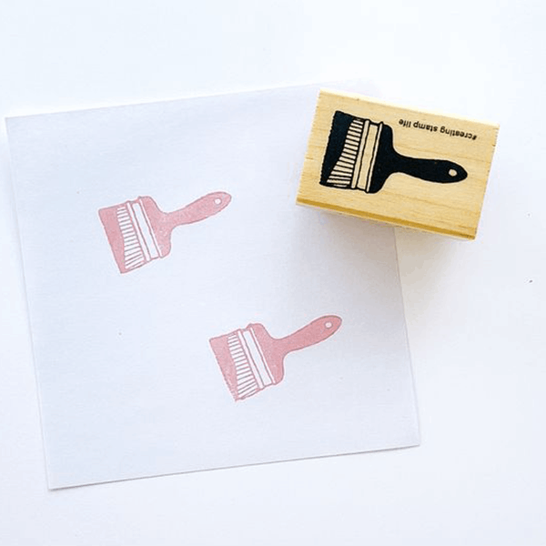 Brush, "I Love Stamp" Wooden Rubber Stamp