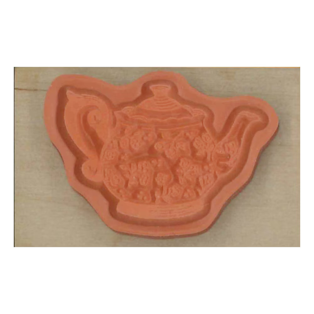 Tea Pot, "I Love Stamp" Wooden Rubber Stamp