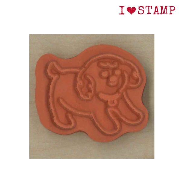 Poodle, "I Love Stamp" Wooden Rubber Stamp