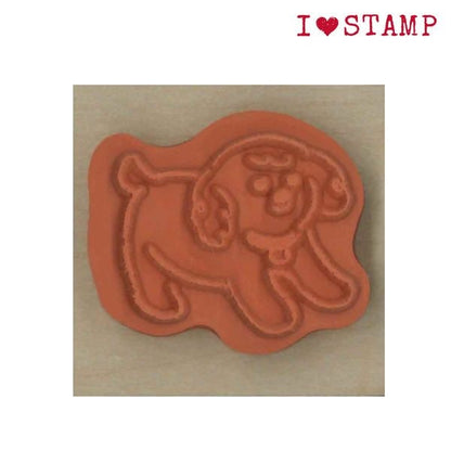 Poodle, "I Love Stamp" Wooden Rubber Stamp