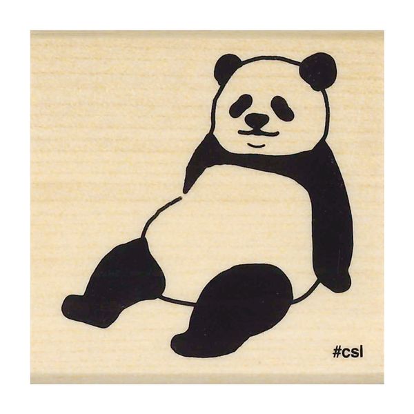 Resting Panda, "I Love Stamp" Wooden Rubber Stamp