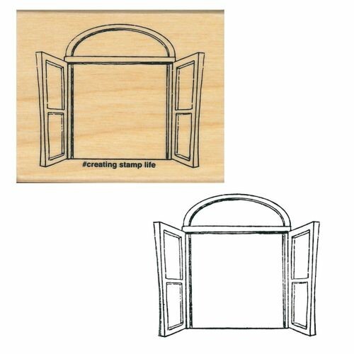 Window, "I Love Stamp" Wooden Rubber Stamp