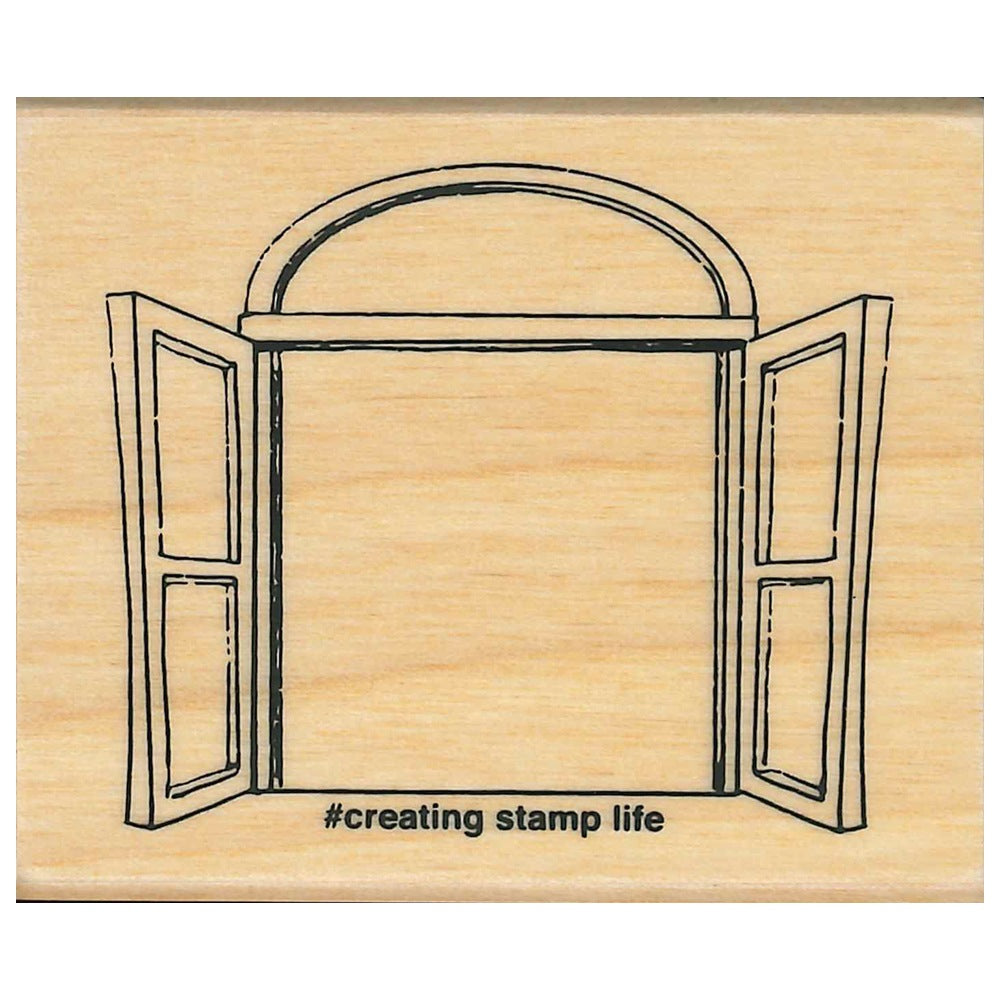 Window, "I Love Stamp" Wooden Rubber Stamp