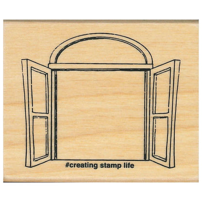 Window, "I Love Stamp" Wooden Rubber Stamp
