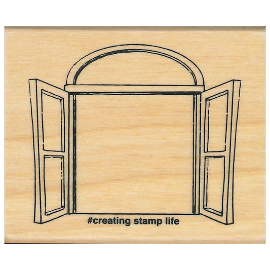 Window, "I Love Stamp" Wooden Rubber Stamp