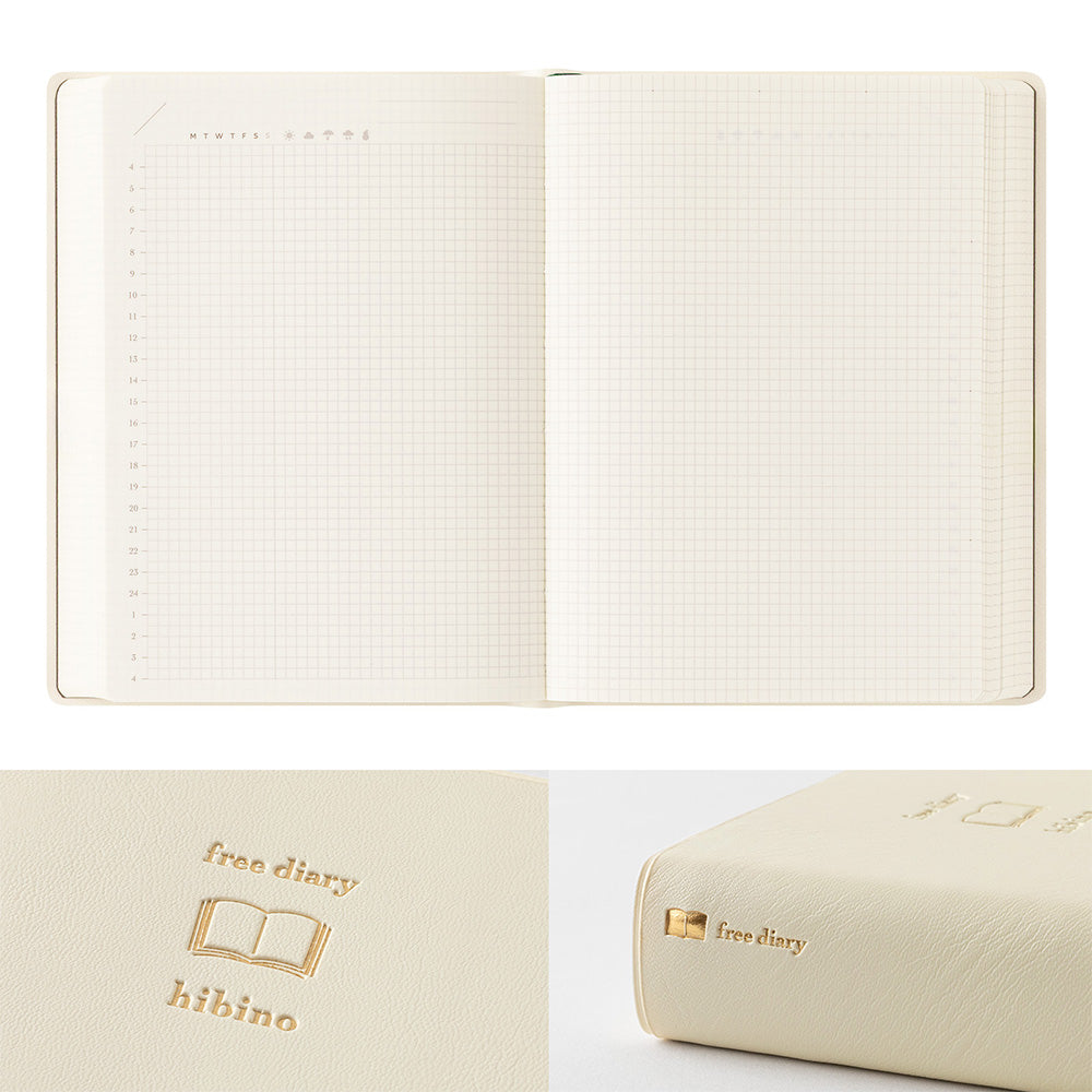 *Pre-Order* hibino Free Diary, A6, Ivory Colour