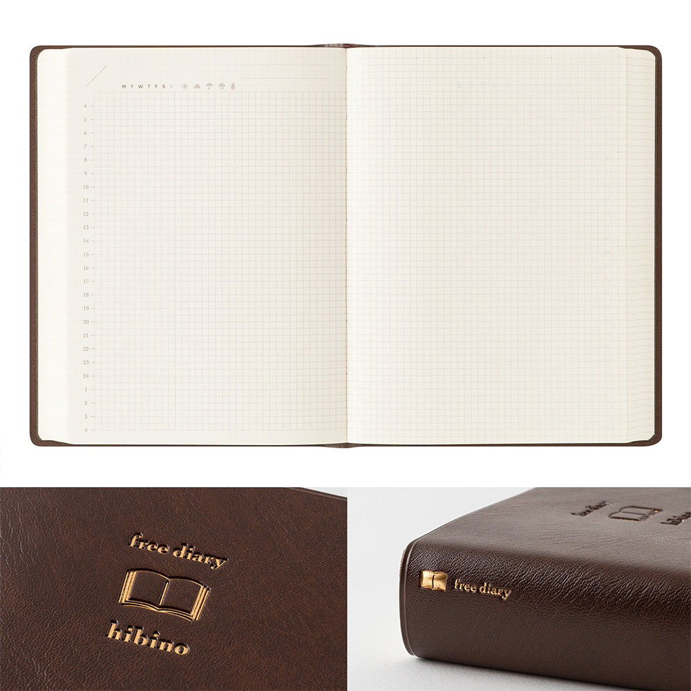 *Pre-Order* hibino Free Diary, A6, Brown Colour