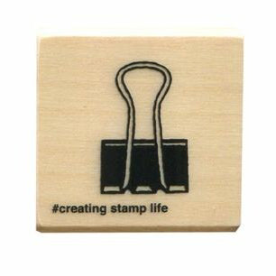 Double Clip, "I Love Stamp" Wooden Rubber Stamp