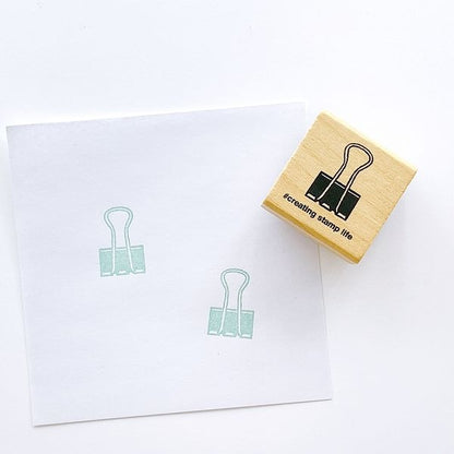Double Clip, "I Love Stamp" Wooden Rubber Stamp