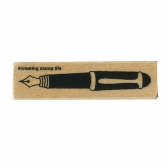 Fountain Pen, "I Love Stamp" Wooden Rubber Stamp