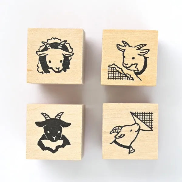 Goat, Mischief in Margin Space, Wooden Rubber Stamp