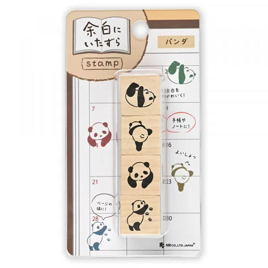 Panda, Mischief in Margin Space, Wooden Rubber Stamp