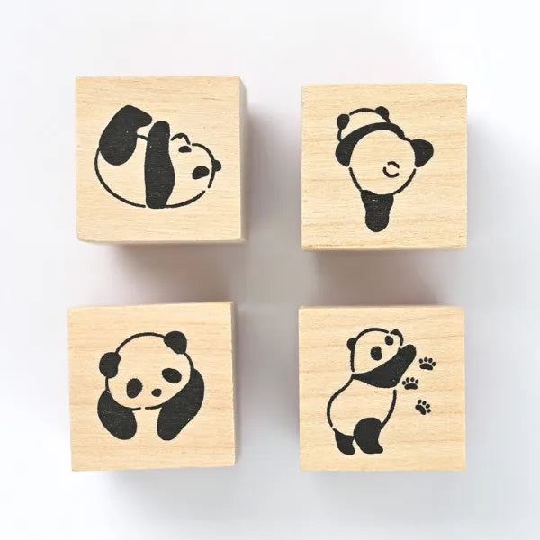 Panda, Mischief in Margin Space, Wooden Rubber Stamp