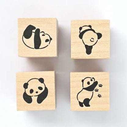 Panda, Mischief in Margin Space, Wooden Rubber Stamp