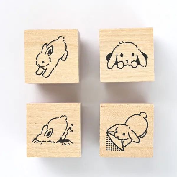 Rabbit, Mischief in Margin Space, Wooden Rubber Stamp