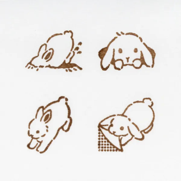 Rabbit, Mischief in Margin Space, Wooden Rubber Stamp