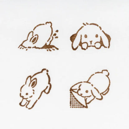 Rabbit, Mischief in Margin Space, Wooden Rubber Stamp