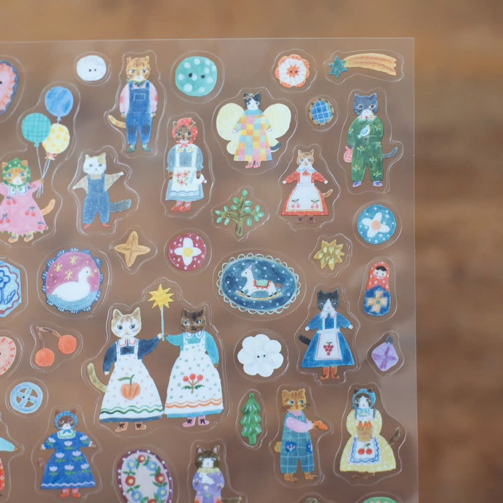 Cats and Buttons, Sticker by Aiko Fukawa, Hyogensha cozyca products