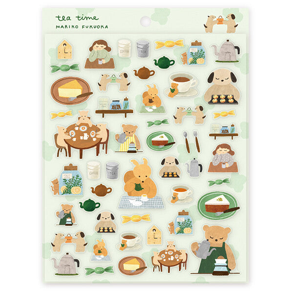 Tea Time, Sticker by Mariko Fukuoka, Hyogensha cozyca products