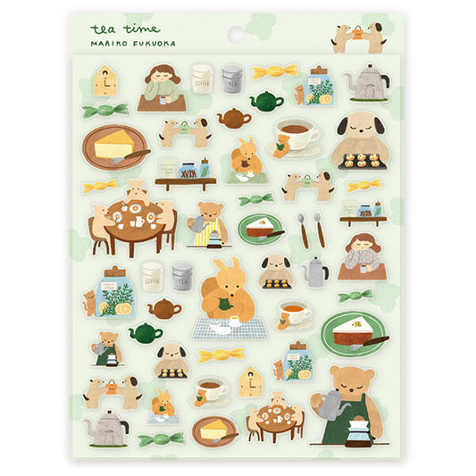 Tea Time, Sticker by Mariko Fukuoka, Hyogensha cozyca products