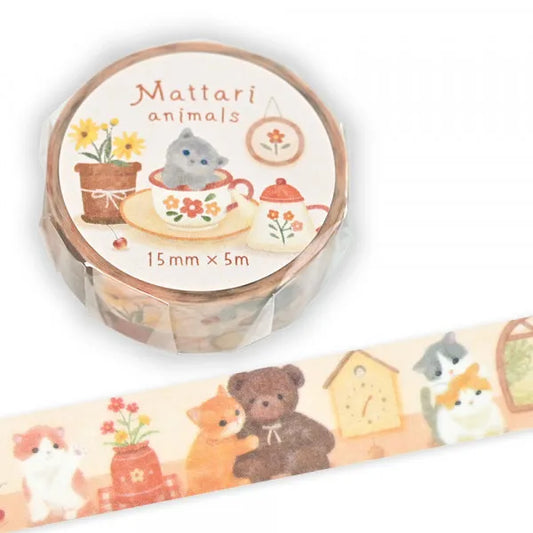 Kitten, Mattari Animals, Washi Masking Tape 15mm x 5m