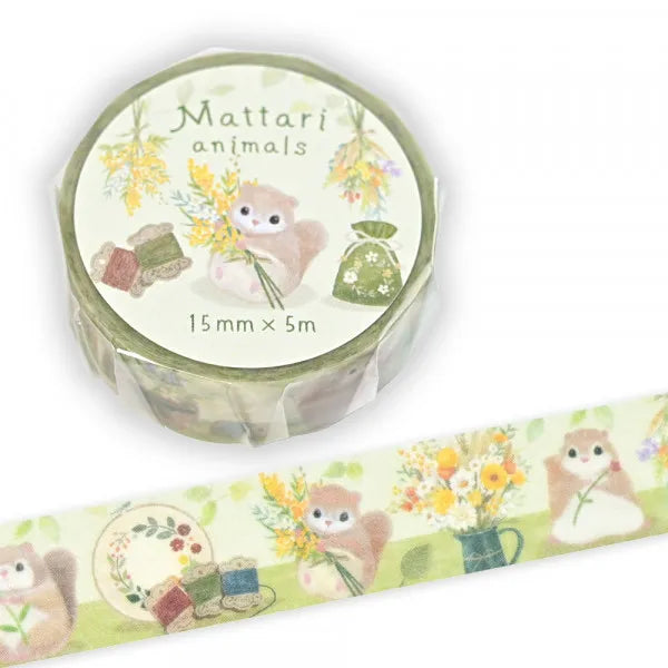 Flying Squirrel, Mattari Animals, Washi Masking Tape 15mm x 5m