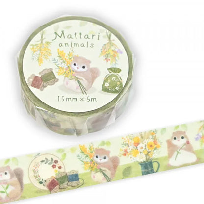 Flying Squirrel, Mattari Animals, Washi Masking Tape 15mm x 5m