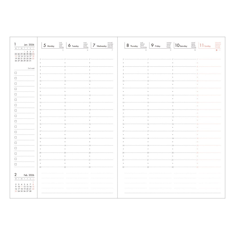 MARK'S 2026 手帳｜世界地圖米白色｜週直間｜B6變型｜ 2025年10月始