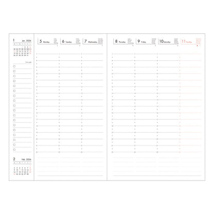 MARK'S 2026 手帳｜世界地圖米白色｜週直間｜B6變型｜ 2025年10月始