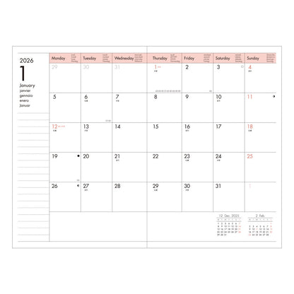 MARK'S 2026 手帳｜世界地圖米白色｜週直間｜B6變型｜ 2025年10月始