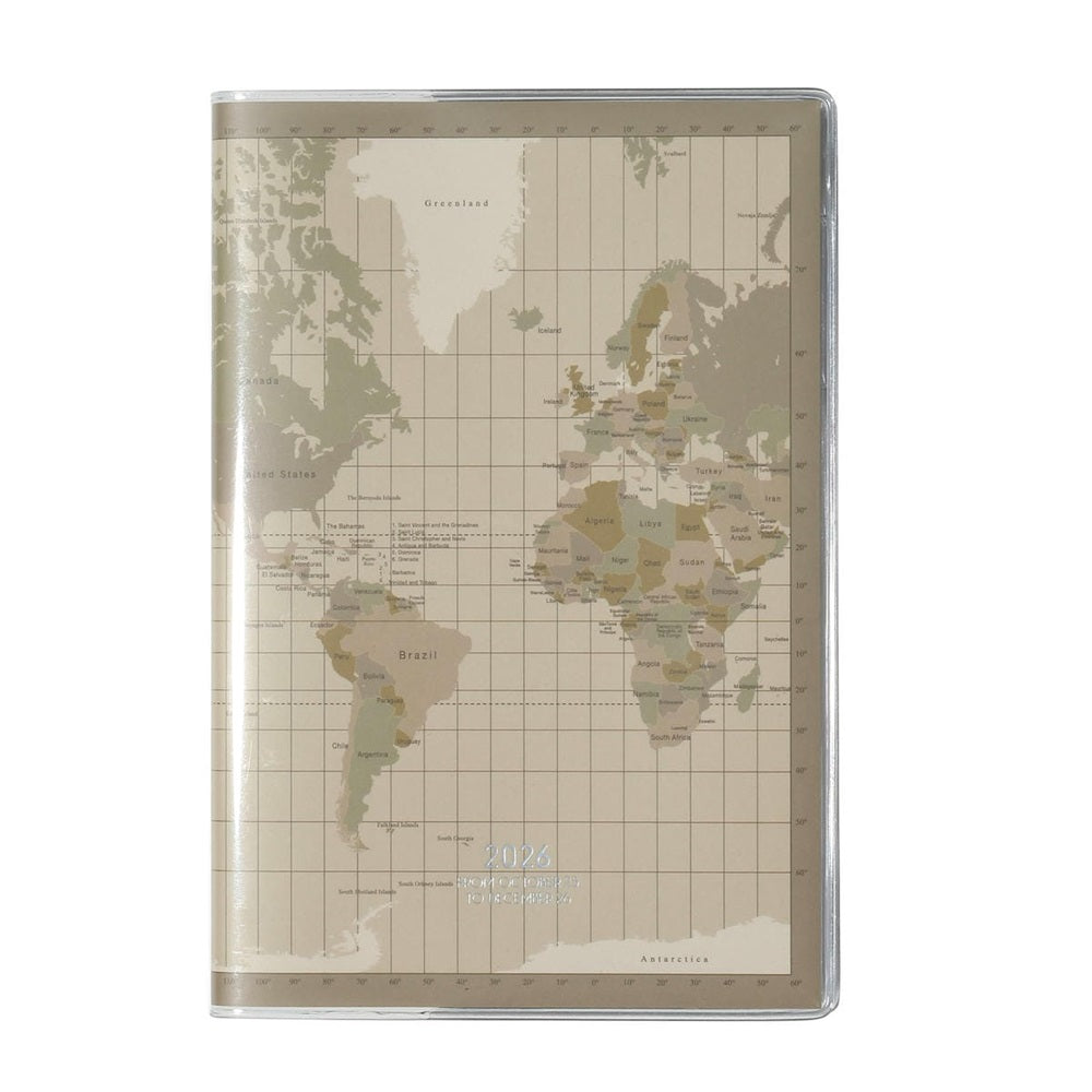 MARK'S 2026 手帳｜世界地圖米白色｜週直間｜B6變型｜ 2025年10月始