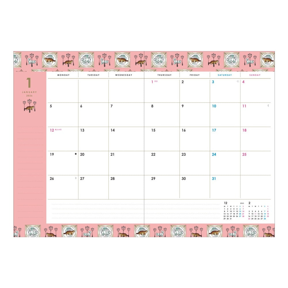 Paul & Joe 2026 手帳｜貓與毛線｜左邊週間｜B6